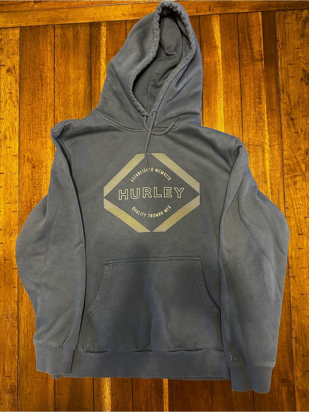 Hurley Slate Blue Hooded Sweatshirt with Front Logo